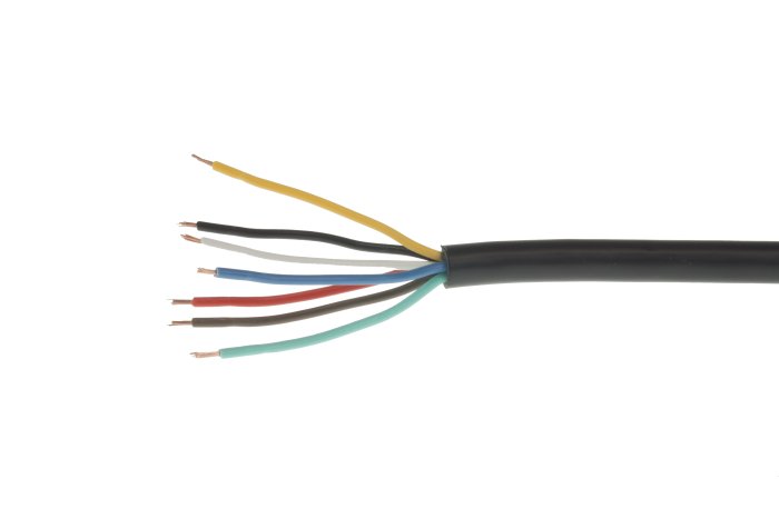 7 Core Trailer Cable, Black, 7 x 0.50 mm2, 30 m Reel