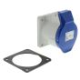 240v Panel Sockets, Size: 32 Amp, Colour: Blue, c/w Gasket