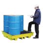 230 Litre / 4 Drum Yellow Polyethylene Spill / Drip Forklift Pallet & Grate