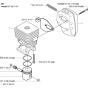 Cylinder, Piston & Muffler for Husqvarna 326 L Trimmer/ Edgers