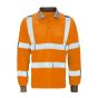 High Visibility Long Sleeve Polo Shirt - Orange, Size: X Large 724 0053