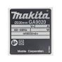 Name Plate for Makita GA9020 Angle Grinder - 861762-3