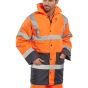 Two Tone Traffic Jacket PU/Polyester Class 1 Air Porosity Orange/Navy