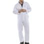 Boiler-suit Poly/Cotton Fabric Side Elastic Waistband & Yoke Back White