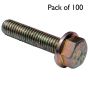 Metric HT Flanged Setscrews, Grade 8.8, Zinc Plated, M8 x 25, Pack of 100