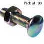 Metric Coach Bolts, Zinc Plated, M6 x 40, Pack of 100