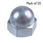 Dome Nuts, Zinc Plated, Size: M10 - Pack of 25
