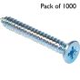 Self Tapping Screws, Countersunk Head, Size: 8, Length: 1", Pack of 1000