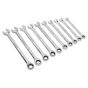 Combination Ratchet Spanner Set 10pc Extra-Long Metric Sealey Part No. AK63914