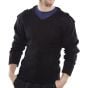 V-Neck Military Style Sweater c/w Elbow Patches Ribknit Material Black XXL