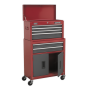 Topchest & Rollcab Combination 6 Drawer with Ball Bearing Slides - Red/Grey Sealey Part No. AP2200BB