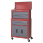 Topchest & Rollcab Combination 6 Drawer with Ball Bearing Slides - Red/Grey Sealey Part No. AP2200BB