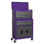 Topchest & Rollcab Combination 6 Drawer with Ball Bearing Slides - Purple/Grey Sealey Part No. AP2200BBCP