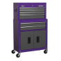 Topchest & Rollcab Combination 6 Drawer with Ball Bearing Slides - Purple/Grey Sealey Part No. AP2200BBCP