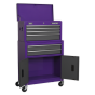 Topchest & Rollcab Combination 6 Drawer with Ball Bearing Slides - Purple/Grey Sealey Part No. AP2200BBCP