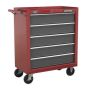 Rollcab 5 Drawer with Ball Bearing Slides - Red/Grey Sealey Part No. AP22505BB