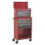 Topchest & Rollcab Combination 13 Drawer with Ball Bearing Slides - Red/Grey Sealey Part No. AP22513BB