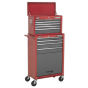 Topchest & Rollcab Combination 13 Drawer with Ball Bearing Slides - Red/Grey Sealey Part No. AP22513BB