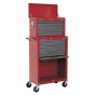 Topchest & Rollcab Combination 13 Drawer with Ball Bearing Slides - Red/Grey Sealey Part No. AP22513BB