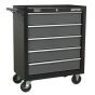 Rollcab 5 Drawer with Ball Bearing Slides - Black/Grey Sealey Part No. AP2505B