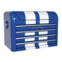 Topchest 4 Drawer Retro Style - Blue with White Stripes Sealey Part No. AP28104BWS