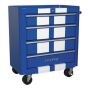 Rollcab 4 Drawer Retro Style - Blue with White Stripes Sealey Part No. AP28204BWS