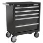 Rollcab 5 Drawer with Ball Bearing Slides - Black Sealey Part No. AP33459B