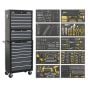 Tool Chest Combination 16 Drawer with Ball Bearing Slides - Black/Grey & 420pc Tool Kit Sealey Part No. AP35TBCOMBO