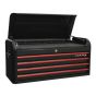 Topchest 4 Drawer Wide Retro Style - Black with Red Anodised Drawer Pulls Sealey Part No. AP41104BR