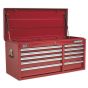 Topchest 10 Drawer with Ball Bearing Slides Heavy-Duty - Red Sealey Part No. AP41110