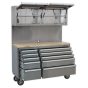 Mobile Stainless Steel Tool Cabinet 10 Drawer with Backboard & 2 Wall Cupboards Sealey Part No. AP5520SS