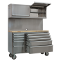 Mobile Stainless Steel Tool Cabinet 10 Drawer with Backboard & 2 Wall Cupboards Sealey Part No. AP5520SS