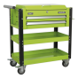 Heavy-Duty Mobile Tool & Parts Trolley 2 Drawers & Lockable Top - Hi-Vis Green Sealey Part No. AP760MHV