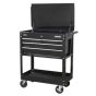 Heavy-Duty Mobile Tool & Parts Trolley with 4 Drawers & Lockable Top - Black Sealey Part No. AP850MB