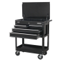 Heavy-Duty Mobile Tool & Parts Trolley with 4 Drawers & Lockable Top - Black Sealey Part No. AP850MB