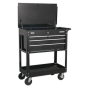 Heavy-Duty Mobile Tool & Parts Trolley with 4 Drawers & Lockable Top - Black Sealey Part No. AP850MB