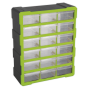 Cabinet Box 18 Drawer - Hi-Vis Green/Black Sealey Part No. APDC18HV
