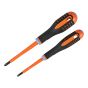 Insulated ERGO Combi Screwdriver Twin Pack PZ1/SL5 & PZ2/SL6 by Bahco - BE-9890S