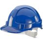 Economy Vented Safety Helmet ABS Shell Plastic Harness & Sweatband Blue