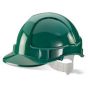 Economy Vented Safety Helmet ABS Shell Plastic Harness & Sweatband Green