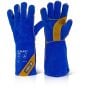 Split Leather Gauntlet 16” Kevlar sewn Fully Lined Welding use Gold Blue 10