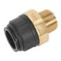 Straight Adaptor 28mm x 1"BSPT Brass (John Guest Speedfit - MM012808N) Sealey Part No. CAS28BSA