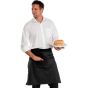 Chefs Half Apron Front Pocket Anti Tangle Ties Poly/Cotton Black 29"W x 22"