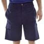 Cargo Multi-Pocket Shorts Cotton Twill Button & Zip Fastening Navy Blue 40