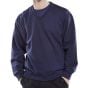 V-Neck Sweatshirt Poly/Cotton Fleece Inner Ribbed Cuffs/Waist Navy Blue L