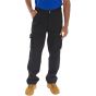 Cargo Trouser Polyester Cotton Internal Knee-pad Pockets Tall Fit Black 30t