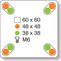 Polypropylene Twin Wheel Swivel Castor c/w Plain Bearing & Rectangle Plate