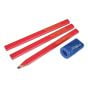 Carpenter's Pencils Red (Pack of 3 +Sharp Card) by Faithfull