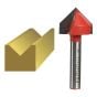 Router Bit TCT V Groove 13.0mm x 19.1mm 1/4in Shank by Faithfull