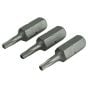 TORX (Star) Head Security S2 Grade Steel Screwdriver Bits T10S x 25mm - T40S x 25mm Pk 3